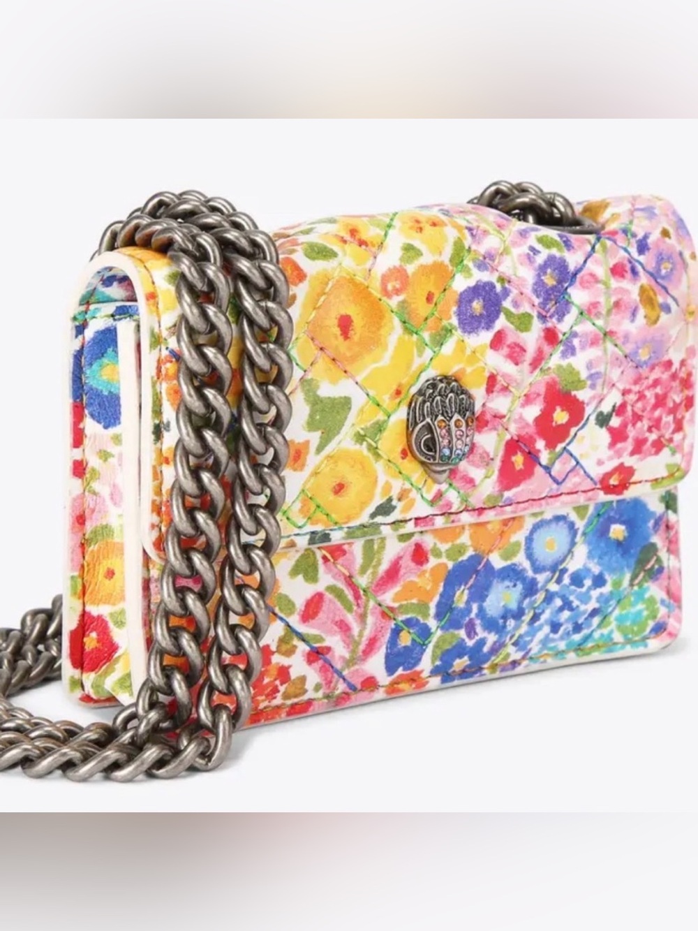 Kurt Geiger Quilted Floral Quilted Mini Chain Shoulder Bag - Multicolor
